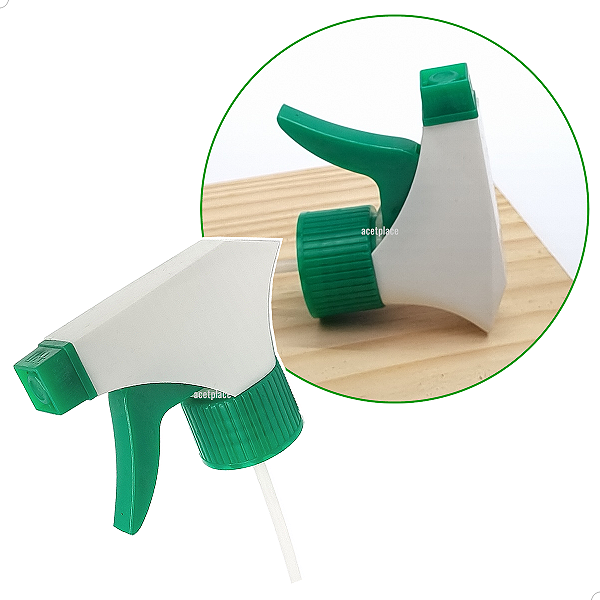 Válvula Gatilho Borrifador Spray Jato Trigger BRANCA/VERDE rosca 28mm R28/410 (10un) (CH/WK/BCOVD28)