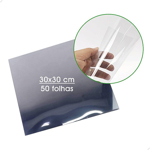 Chapa de Acetato 20 micras, Folha de Acetato 30x30 cm (50un), Plastico Visor de Acetato 0.20mm