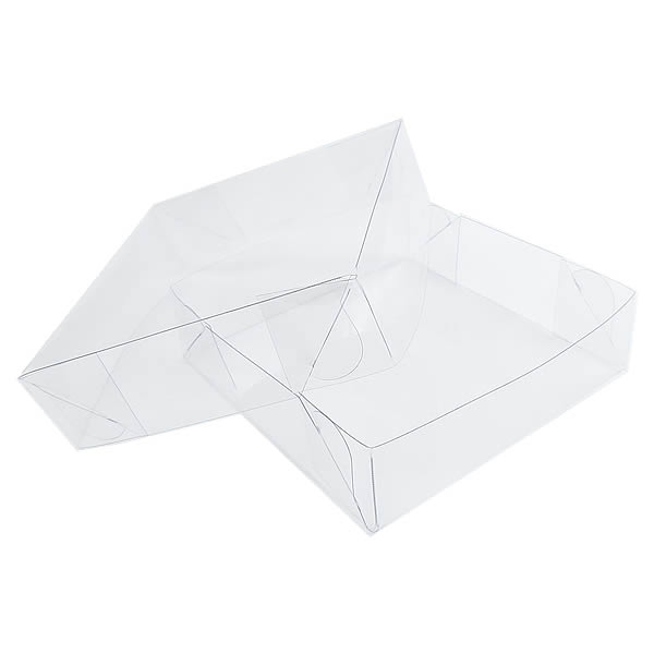 Caixa de Acetato P-13 (13x13x4 cm) (25un) Tampa e Fundo Embalagens de Plástico Transparente