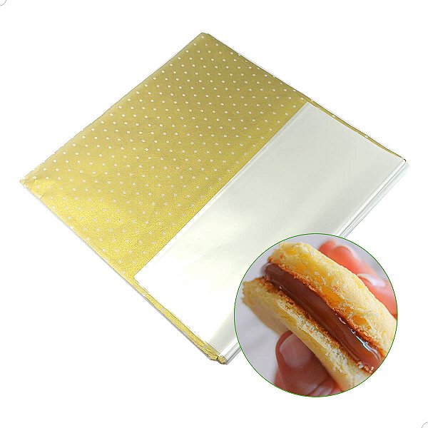 Embalagem Bem Casado Papel SEDA POÁ OURO 15x15cm (40un) Kit Embalagem para Bem-Casado KITBC