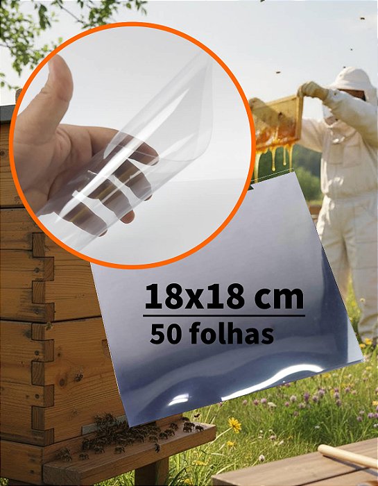Folha de Acetato para Caixa de Abelha Apicultor, Chapa de Acetato 18x18 cm (50un) Artesanato, Visor de Acetato 0.20mm