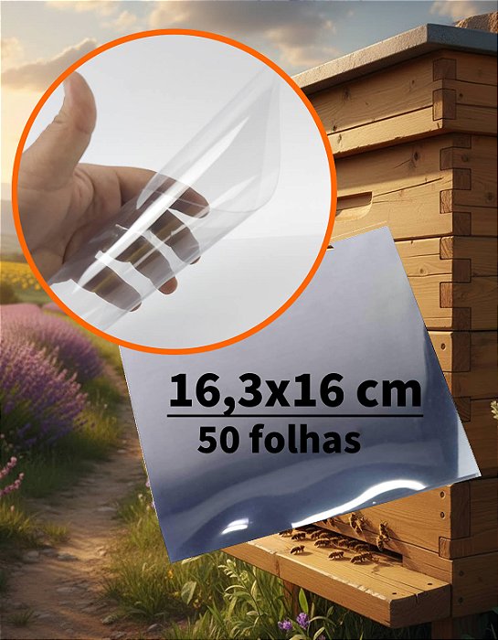 Folha de Acetato para Caixa de Abelha Apicultor, Chapa de Acetato 16,3x16 cm (50un) Artesanato, Visor de Acetato 0.20mm