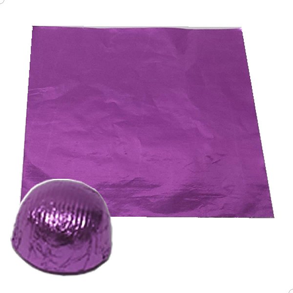 Papel Chumbo Alumínio para Trufas e Bombom Lilas 15x16cm 300fls Packpel