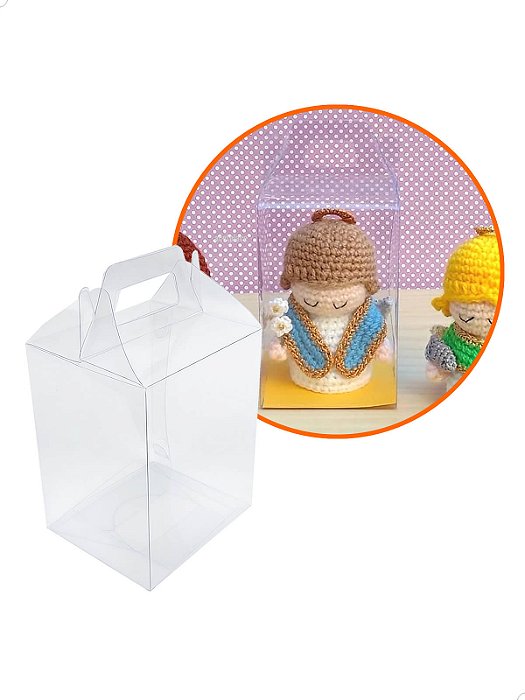 Embalagem Maleta para Amigurumi PX-61 (9x7,5x15 cm) (25un) Caixa de Acetato Transparente