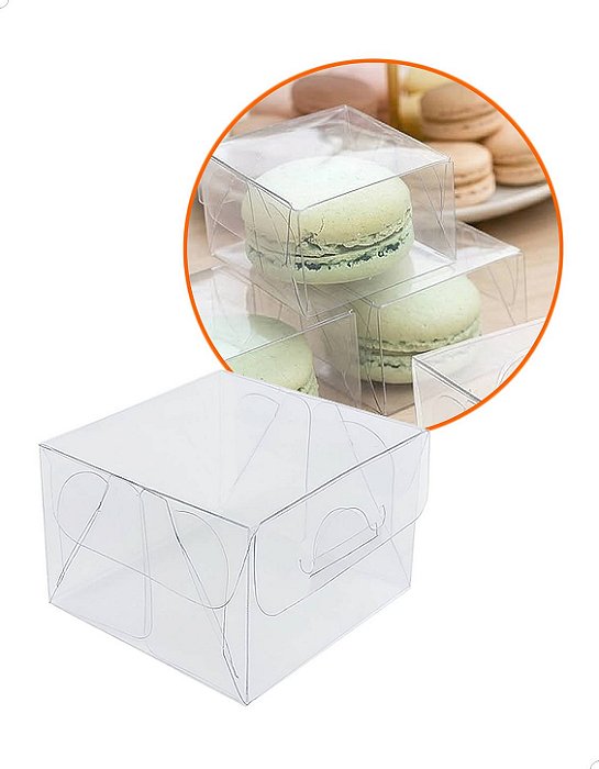 100un Caixas Acetato Transparente PX-206 5x5x3cm Embalagem para Macaron Doces Bem Casados