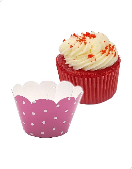 Saia para Cupcake Grande Wrapper Poá Bolinhas Pink (7.5x5x4.5) (48un) Papel Cartão 250g com Plastificação
