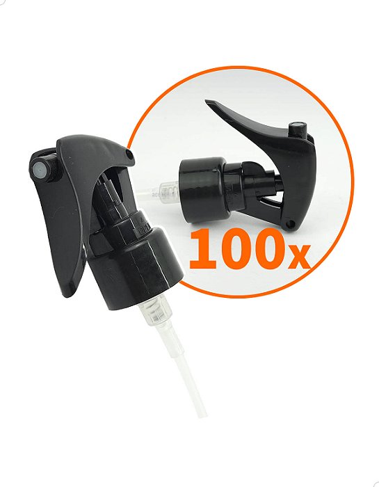 Kit 100 Válvula Mini Gatilho Trigger Lisa Preta rosca 24mm R24/410 (M.GAT24/PRETA)