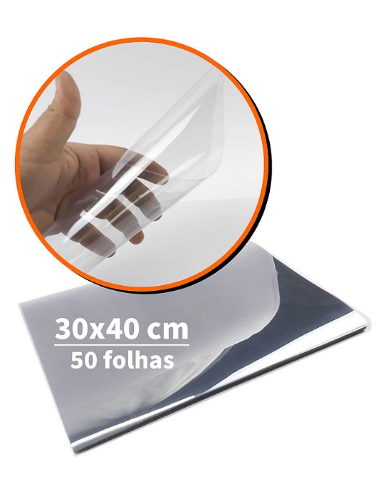 Folha de Acetato 30x40 cm (50un), Chapa de Acetato para Laminação e Artesanato, Visor Acetato 0.20mm