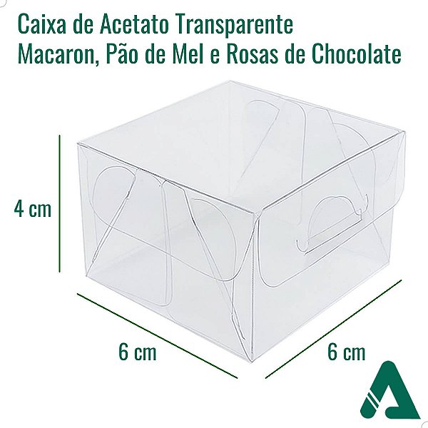 Embalagem Acetato Transparente PX-201 Kit 75un Caixas 6x6x4cm Pão de Mel Doces Lembrancinhas