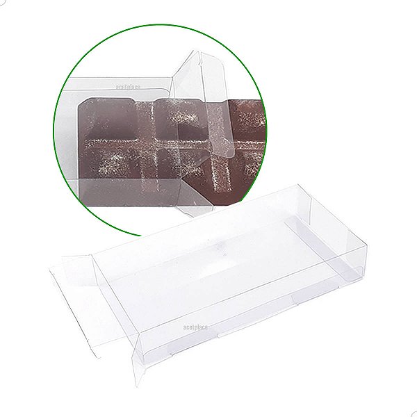 Caixa de Acetato PXTAB-150g (13,4x5,7x2,3 cm) (100un) Caixa para Tablete Barra 150g BWB, Embalagem para Tablete