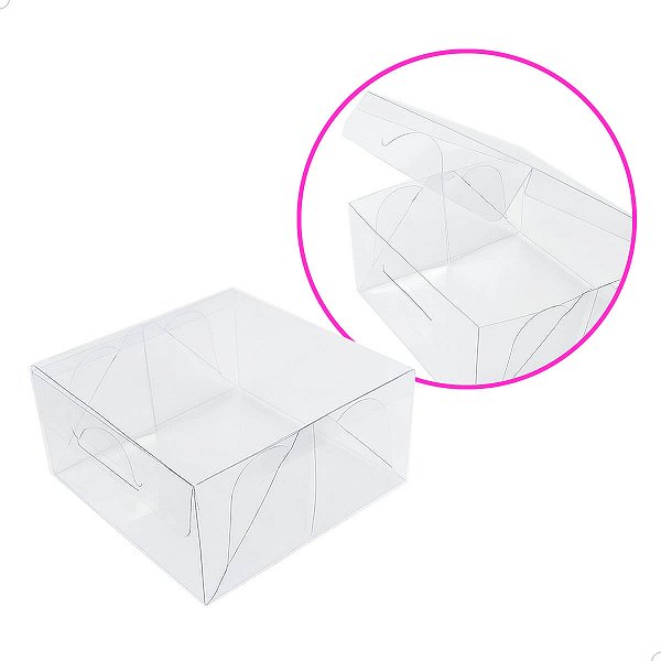 Kit 100un Caixa de Acetato PX-215 (7,5x7,5x4 cm) Embalagem de Plástico Transparente
