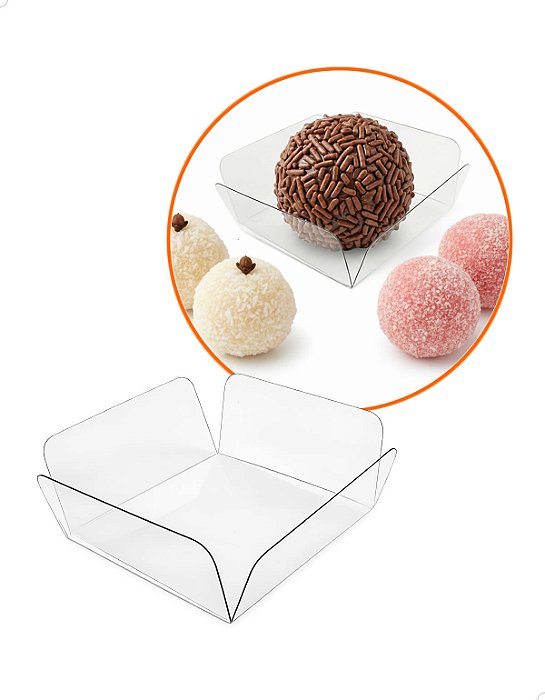 5.000 Forminha para Docinhos Brigadeiros Acetato Forminhas Caixeta Dobravel de Plástico F-10 (3.5x3.5x1.5 cm)