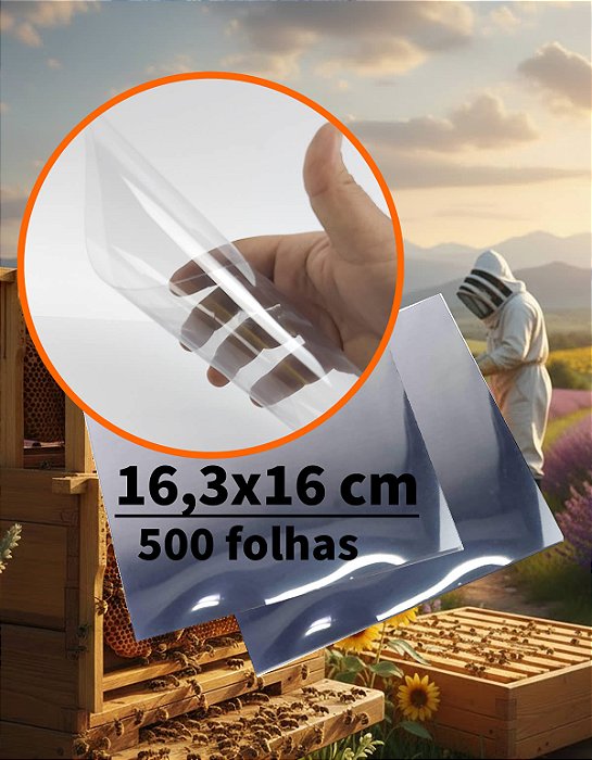 Folha de Acetato para Apicultora Caixa de Abelha, Chapa de Acetato 16,3x16 cm (500un) Artesanato, Visor 0.20mm