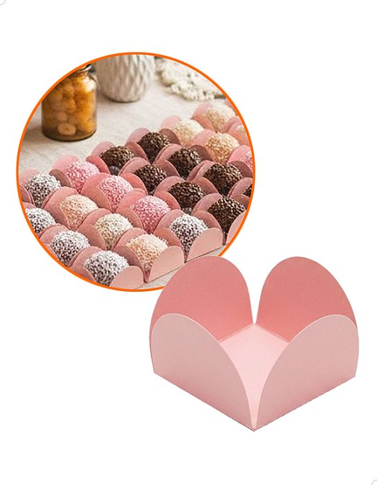 Forminha Decorativa de Papel Rosa 200un Caixeta para Docinhos Gourmet Lembrancinha Noivado Festas Cod.FPROSA