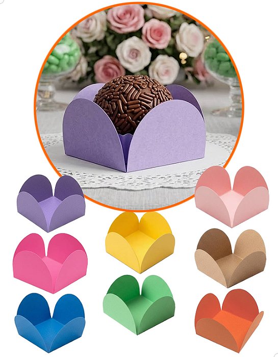 KIT 200un Forminhas 4 Pétalas Doces Finos Brigadeiro Decoração Festa Casamento Aniversário