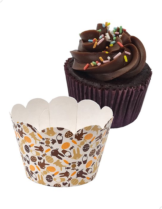48un Saia para Cupcake Grande Wrapper Estampa Chocolate (7.5x5x4.5) Confeitaria Decoração Aniversário Casamento