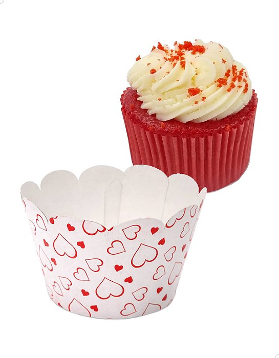 48un Wrapper Estampa Coração Saia para Cupcake Grande (7.5x5x4.5cm) Casamento Noivado Debutante
