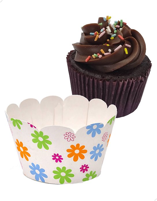 48un Saia para Cupcake Grande Wrapper Flor (7.5x5x4.5cm) Primavera Floresta Mães Mulher Menina