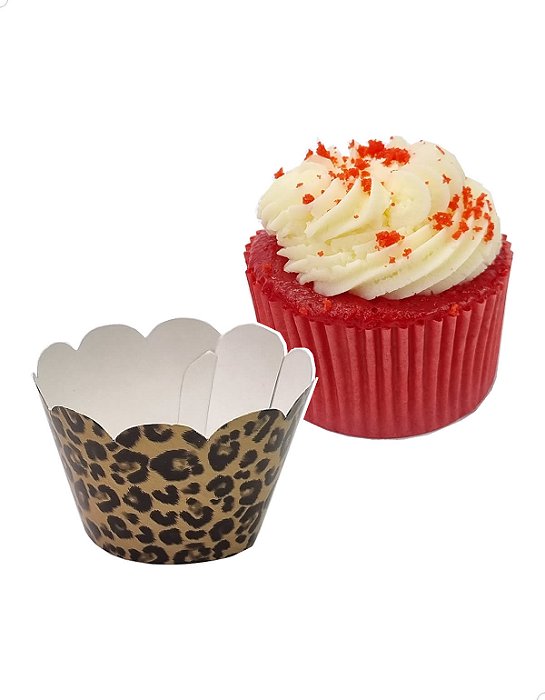 Saia para Cupcake Grande Wrapper Estampa2 Onça Pintada 48un Jaguar Zoologico Tigre Pantera Felino