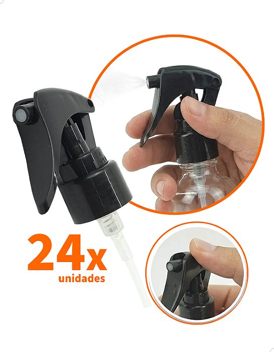 Kit 24 Válvula Mini Gatilho Trigger Lisa Preta rosca 24mm R24/410 (M.GAT24/PRETA)