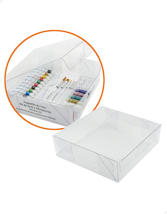 Caixa de Acetato Embalagem PX-7 (14x14x4 cm) (500un) Caixinha de Plástico Transparente