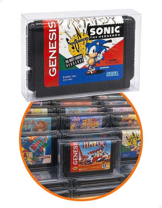 Games-6 (0,20mm) Kit 100un Caixa Protetora para Cartucho Loose Mega Drive Japonês