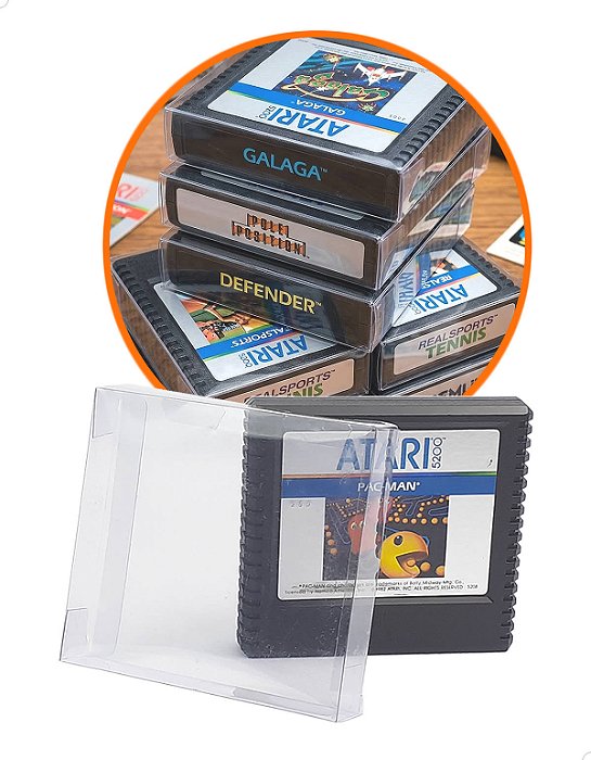 Games-12 (0,20mm) Kit 100un Caixa Protetora para Cartucho Loose Atari 5200