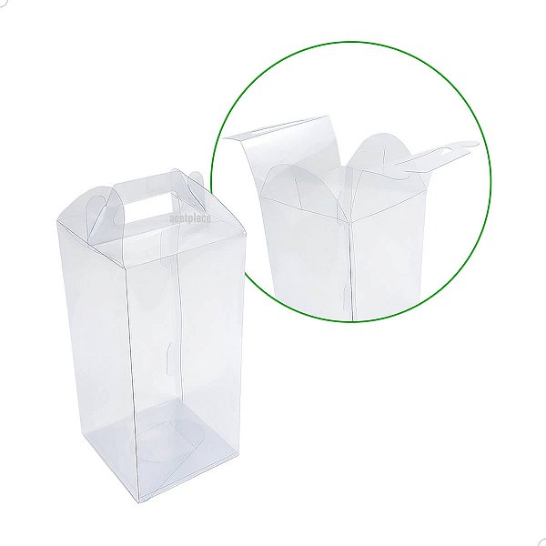 Caixa de Acetato PX-36 (8x8x20,5 cm) (100un) Caixa Maleta Embalagem de Plástico Transparente