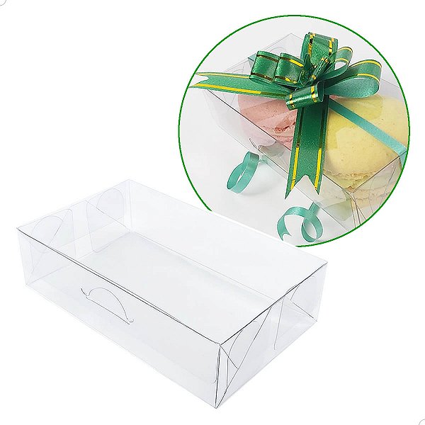 Caixa para 2 Macarons PX-42 (10x5x2,5 cm) (100un) Caixa de Acetato Embalagem de Plástico