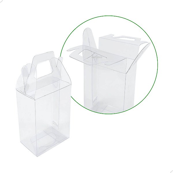 Caixa de Acetato Maleta PX-51 (6,5x4x9 cm) (100un) Embalagem de Plástico Transparente