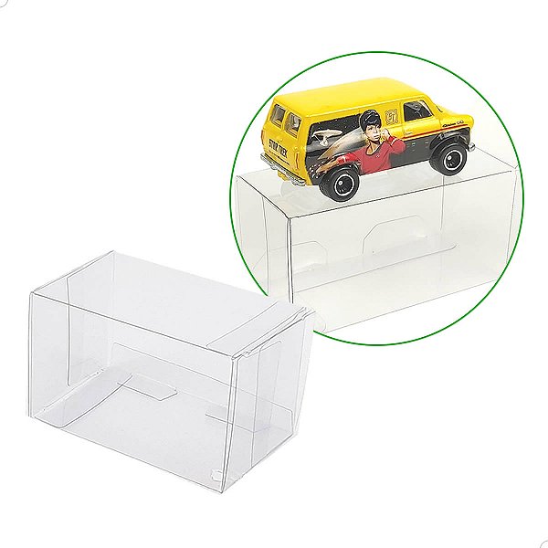 Caixa de Acetato BAX-233 (5x5x8 cm) (100un) Caixa para Carrinhos Hot Wheels, Miniaturas Coleção Mini Carros