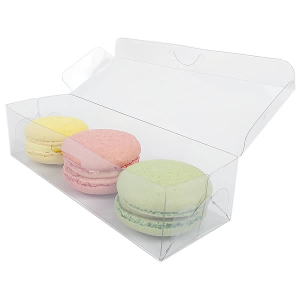 Caixa de Acetato PX-239 (15X5X3,5 cm) Kit 500un Embalagem para 3 Macaron Caixa de Plástico Transparente