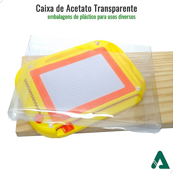 Caixa de Acetato para Lousa Magica Infantil Quadro Desenha Apaga BAX-252 (15x2x20 cm) (75un) Embalagem de Plástico