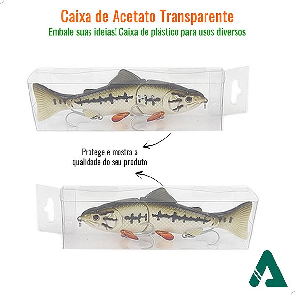 Caixa para Isca Artificial PX-253 (3,5x2,5x12,5 cm) (500un) Expositor Colecionador Peixe Iscas