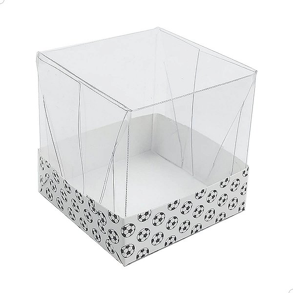 KIT 25un Caixa de Acetato com Base Futebol (5cm) Embalagem de Plástico Transparente