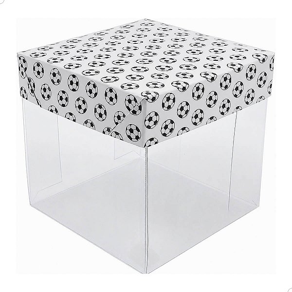 KIT 50un Caixa de Acetato com Base Futebol (7.5cm) Embalagem de Plástico Transparente