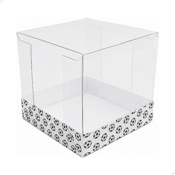 KIT 25un Caixa de Acetato com Base Futebol (8.5cm) Embalagem de Plástico Transparente