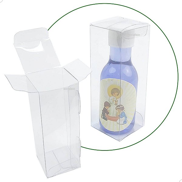 Caixa de Acetato Transparente PXGar-1 (3,5x3,5x10 cm) (25un) Embalagem de Acetato para Mini Garrafinha 50ml