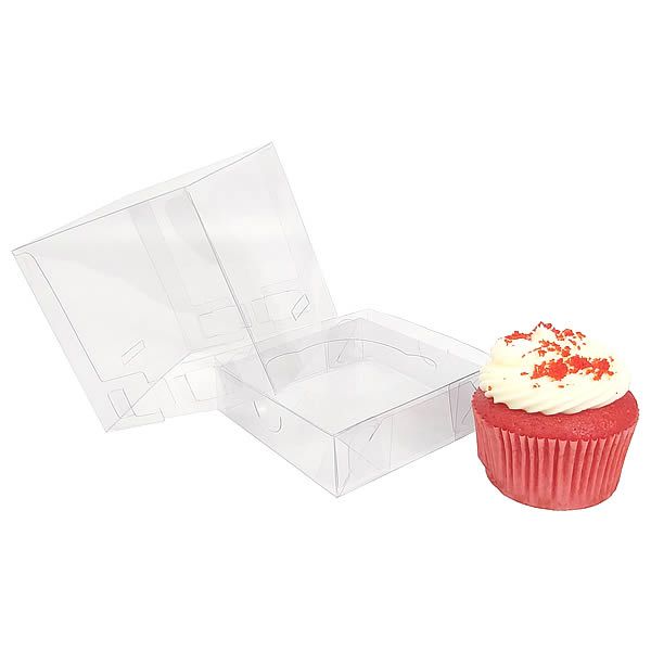 KIT Caixa para 1 Cupcake Grande (10x10x10 cm) Caixa e Berço KIT23 10unids Caixa de Acetato