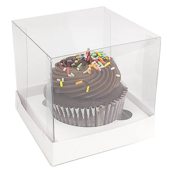 KIT Caixa para 1 Cupcake Grande (7,5x7,5x7,5 cm) Caixa e Berço KIT10 10unids Caixa de Acetato