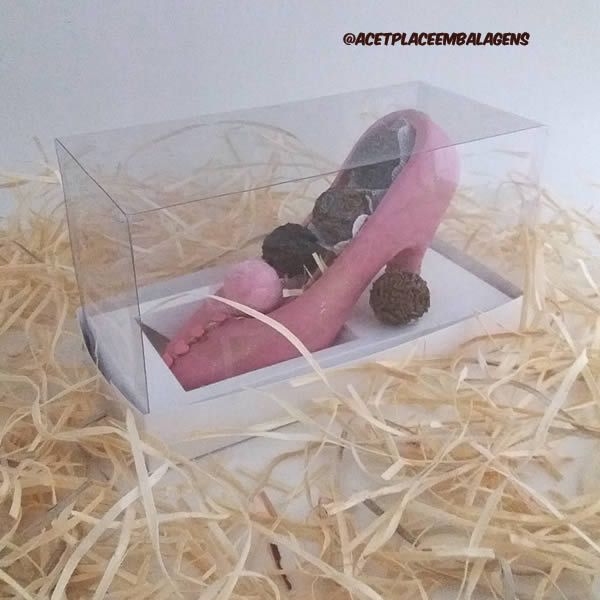 KIT Caixa para Sapato de Chocolate (21x10x12 cm) Caixa e Berço KIT100 10unids Caixa de Acetato