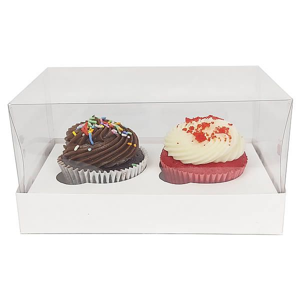 Caixa de Acetato (12,8x6,5x6 cm) (25un) Embalagem para 2 Cupcakes Pequenos KIT5 Caixa Presente