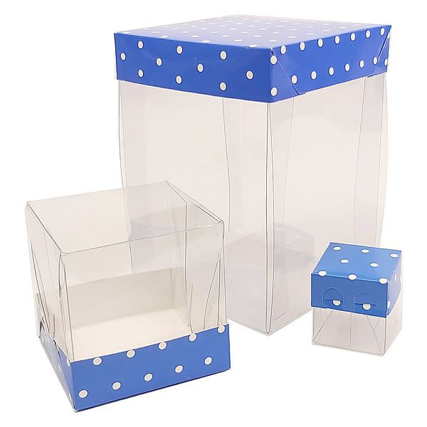 Caixa de Acetato com Base Azul Escuro Poá (50pçs)