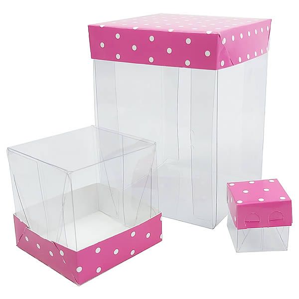Caixa de Acetato com Base Pink Poá (50pçs)