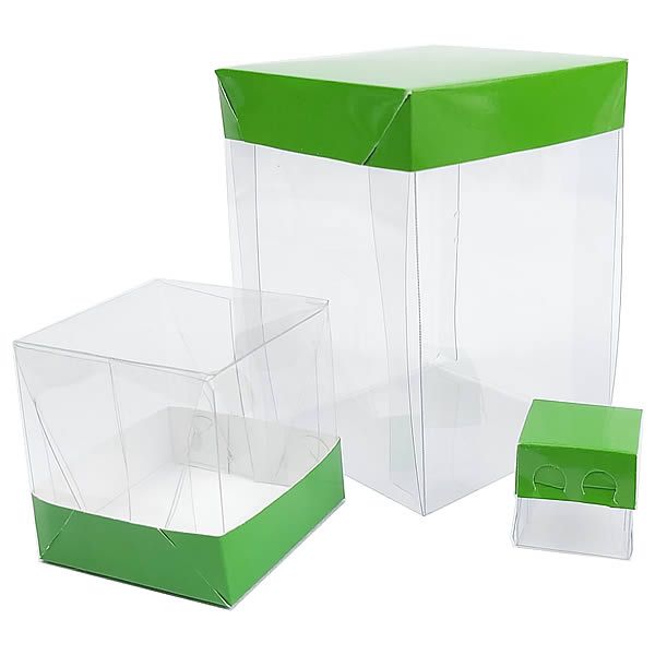 Caixa de Acetato com Base Verde Escuro Lisa (50pçs)