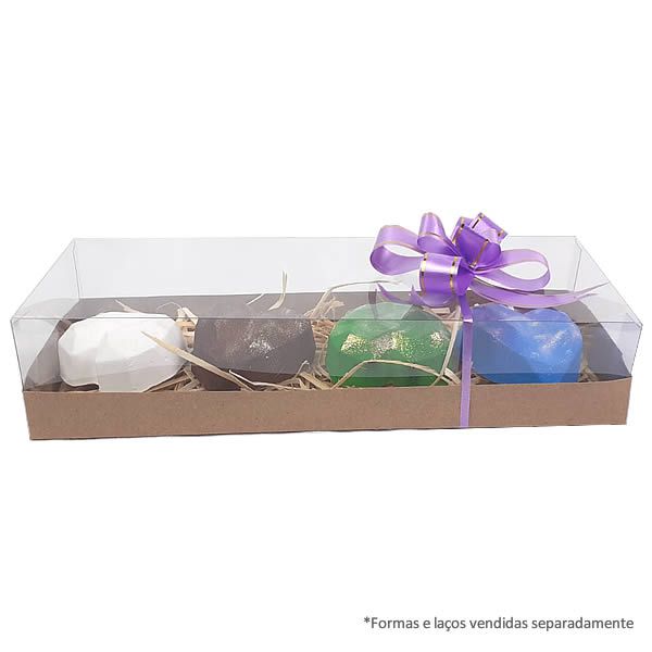Caixa Kraft KRP-324 (27x10x5 cm) (25un) Embalagem para 4 Trufas Coração Lapidado 65g Ref.9836
