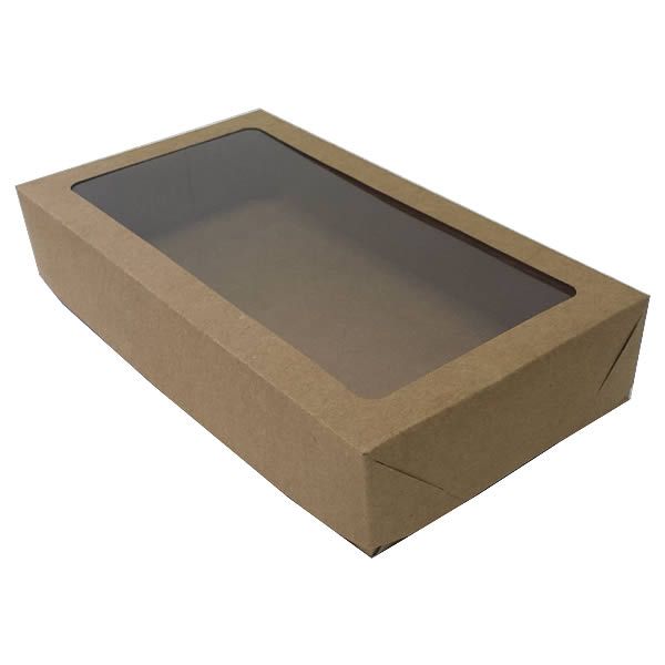 (25pçs) Caixa 18 Visor (Kraft) (22x12x4 cm) Lembrancinhas