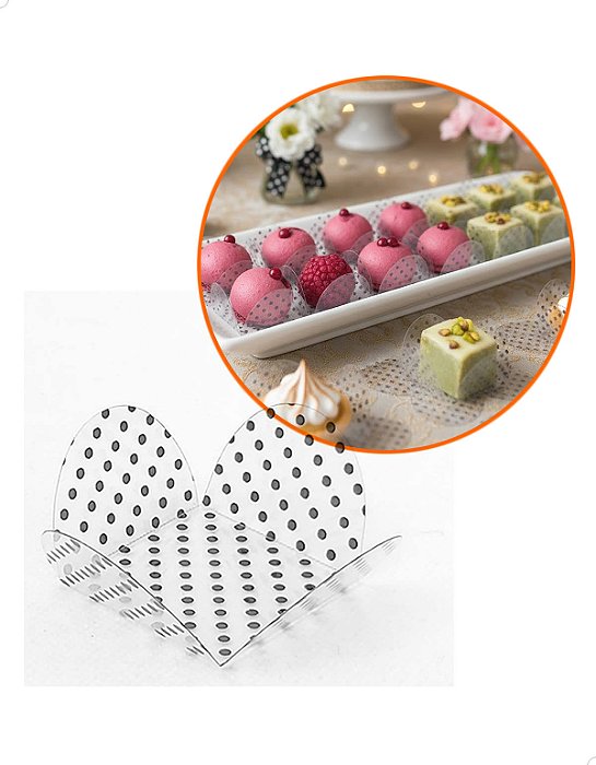 Forminha Docinhos Brigadeiros KIT (100un) ACF-32 Forminha Caixeta Plástico Poá Preta (3.5x3.5x2.5cm)