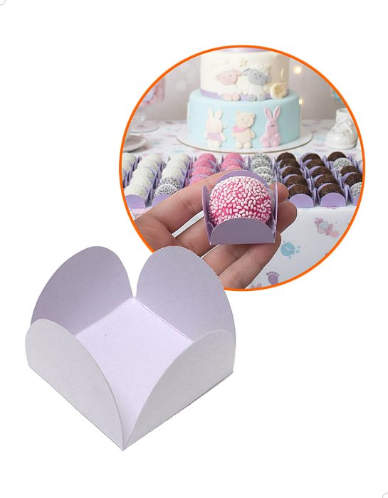 Forminha de Papel Lilas Kit 100un Caixeta Doces de Festa Confeitaria Casamento Brigaderia Cod.FPLILAS