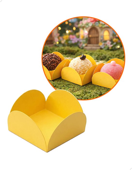 Forminhas De Doces Amarela Brigadeiros Casamento Kit 100un Aniversário Cod.FPAMA